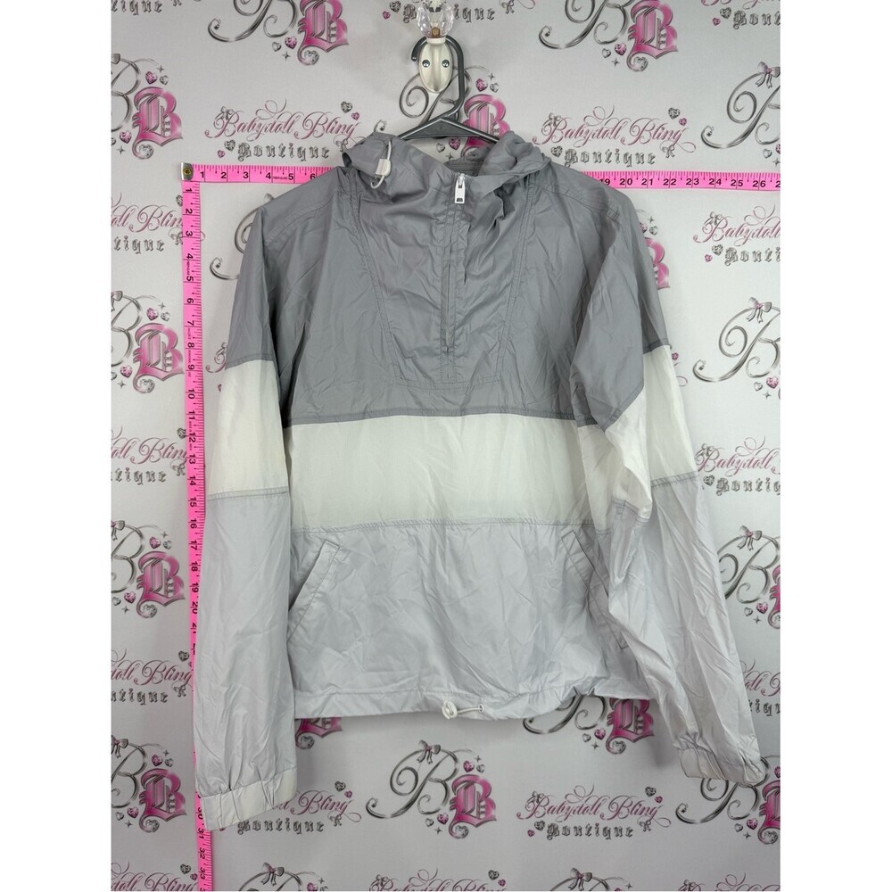 Simons jacket water repellent Light Gray and White Packable Windbreaker Jacket